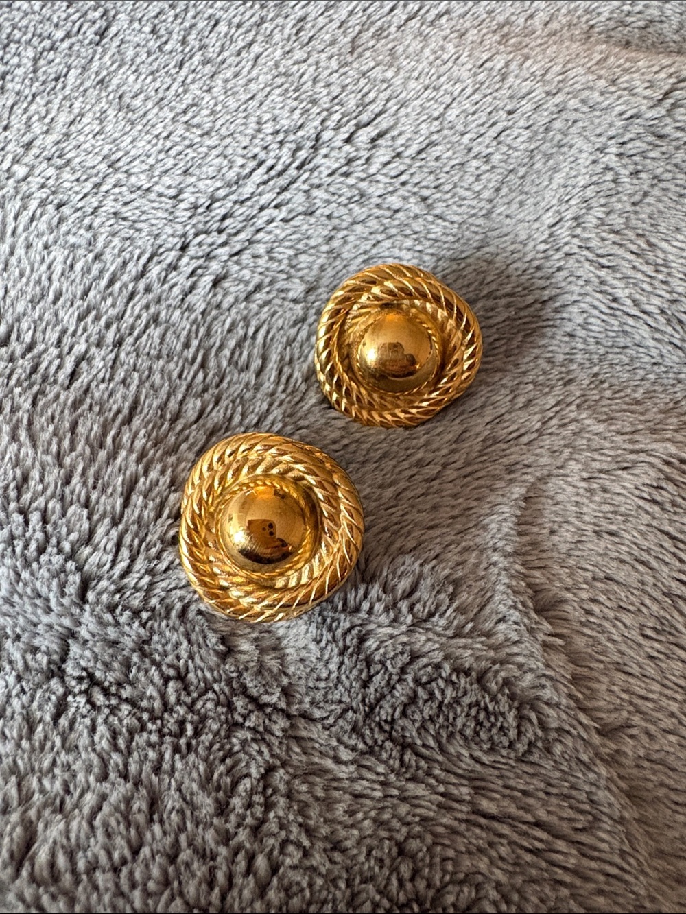 Classic Gold-Tone Rope Button Clip Earrings
